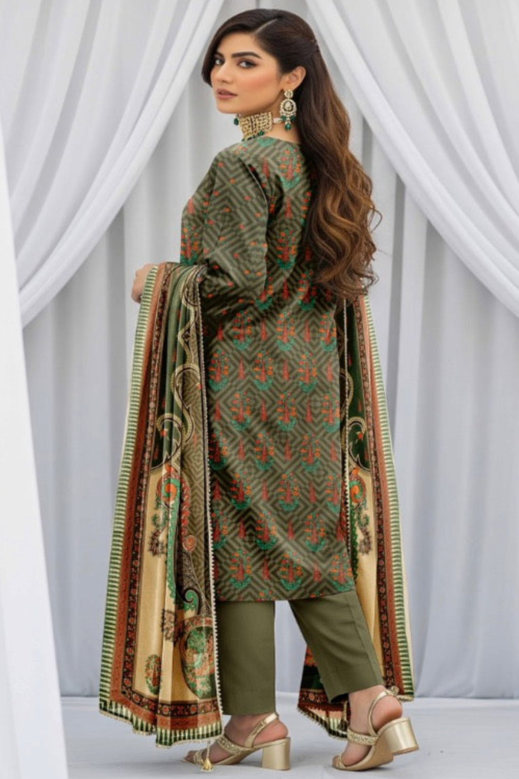 3PC Printed Allover Lawn