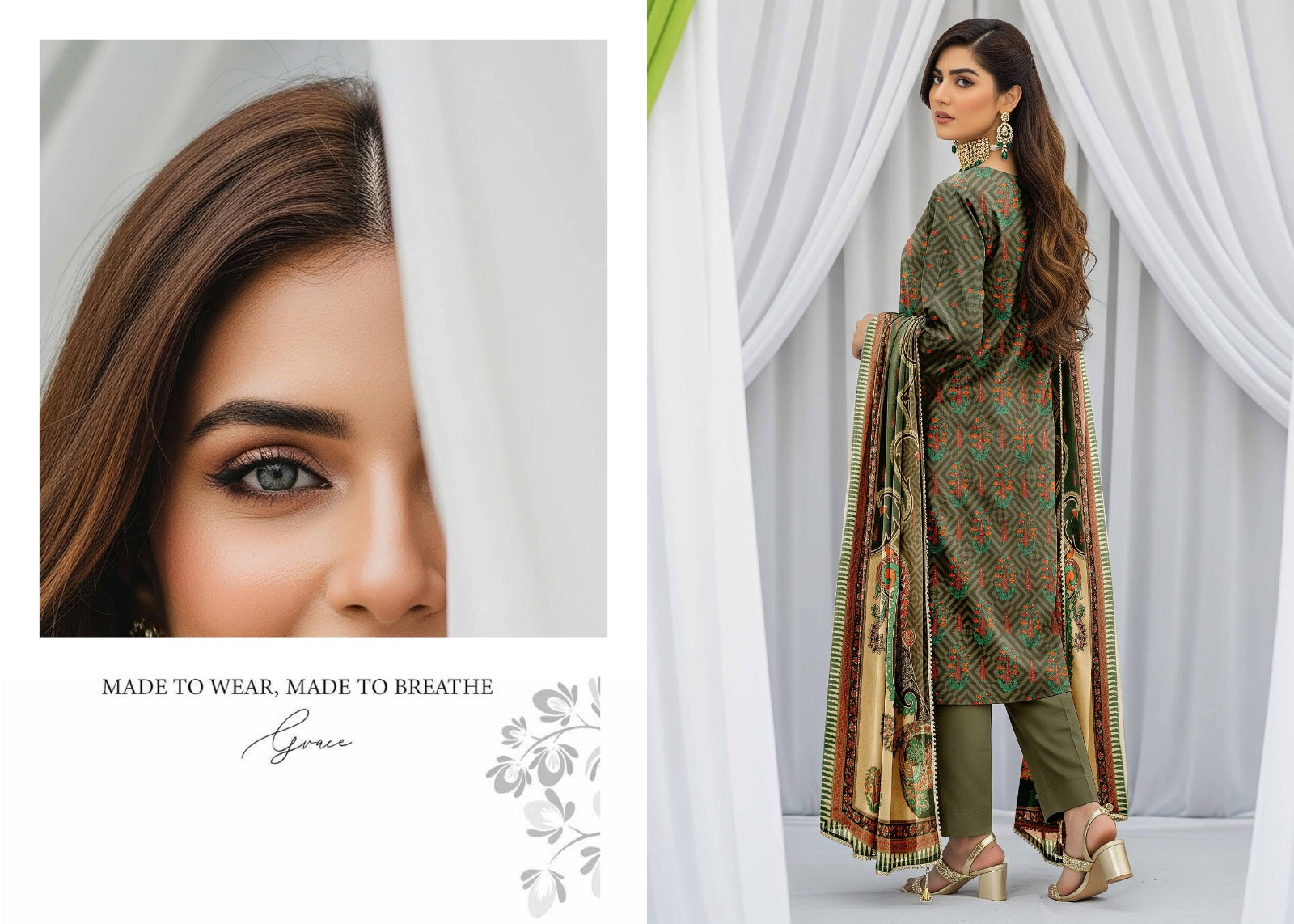 3PC Printed Allover Lawn