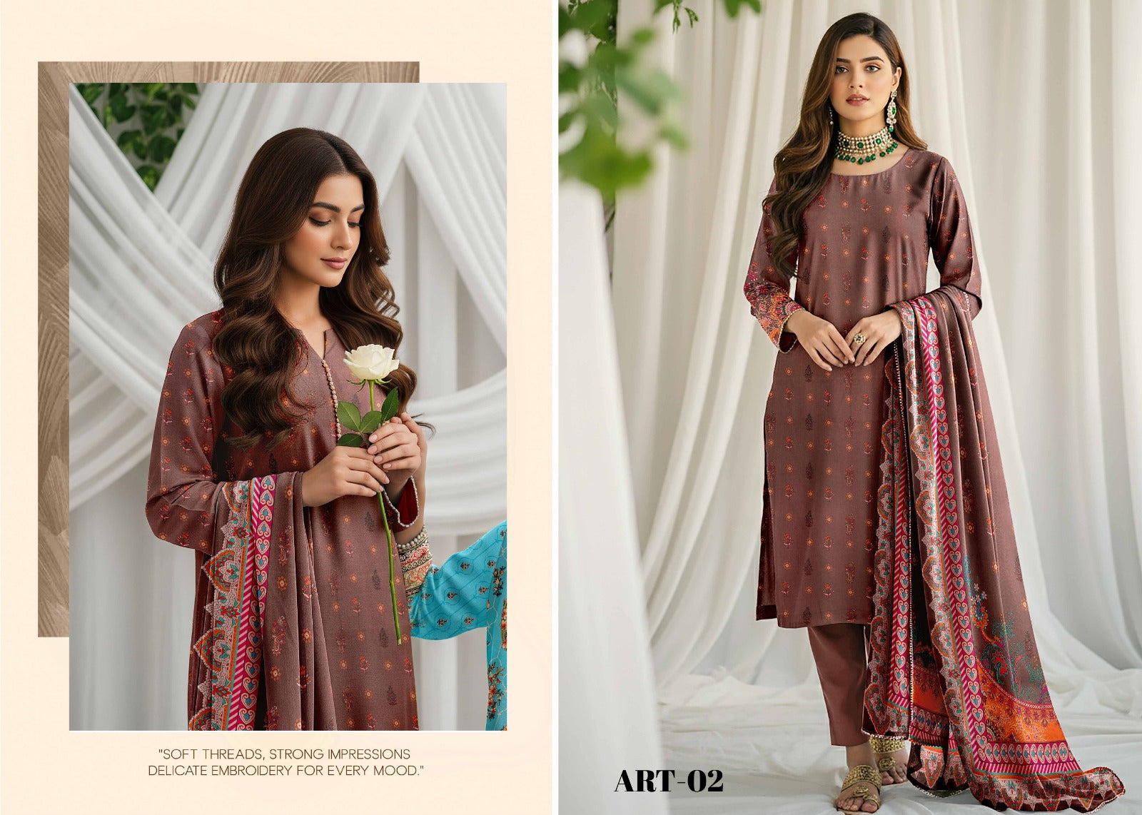 3PC Printed Allover Lawn