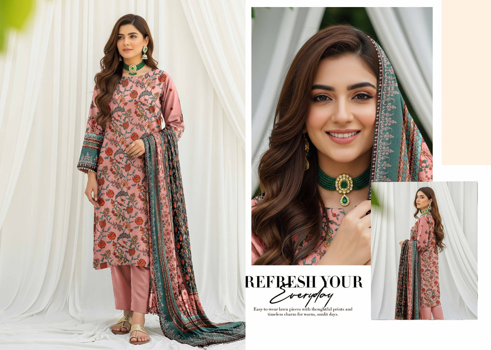 3PC Printed Allover Lawn