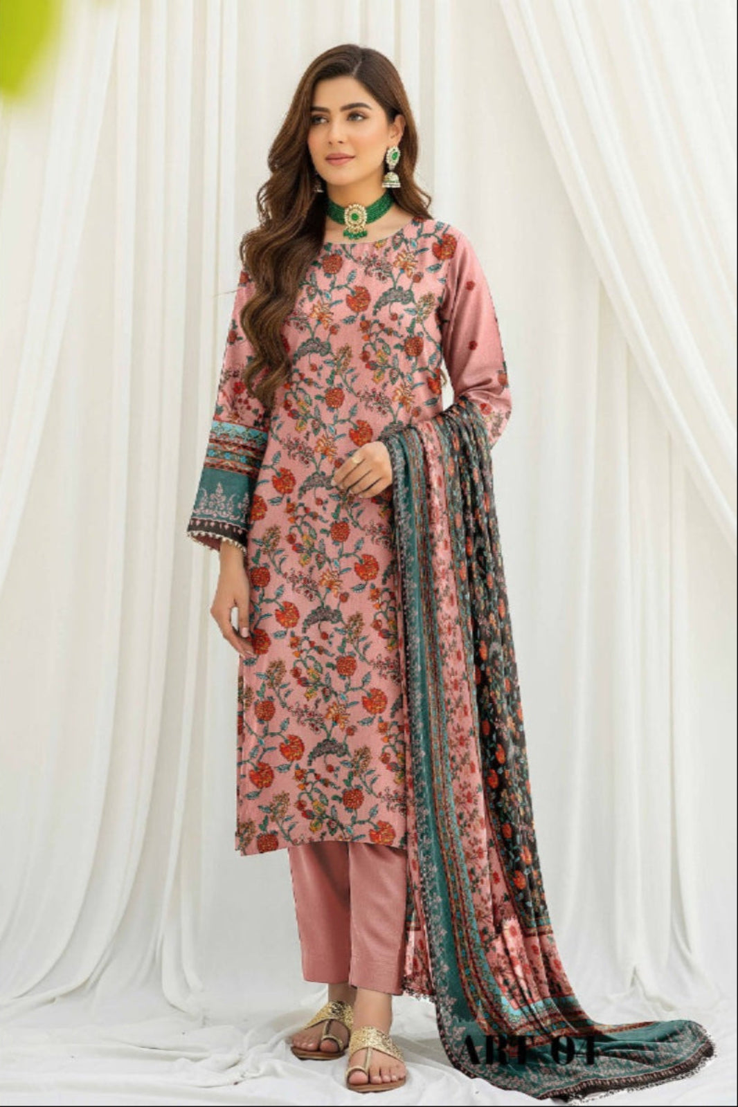 3PC Printed Allover Lawn