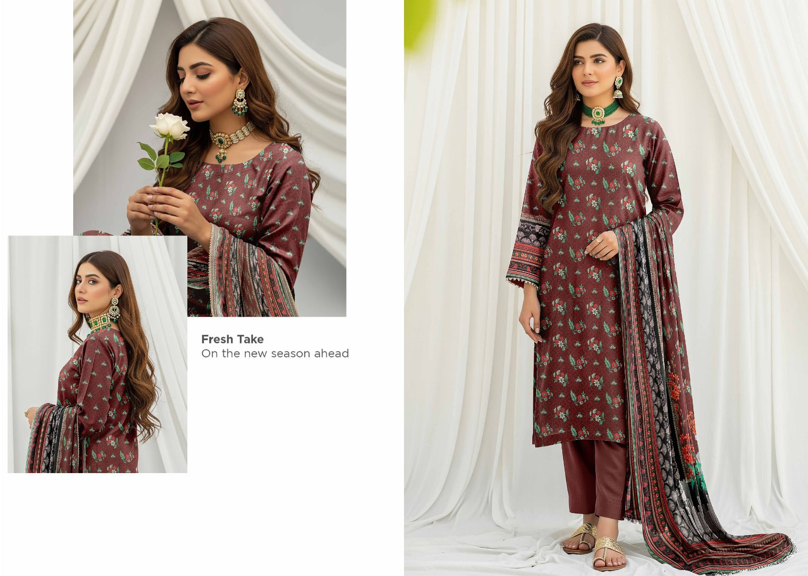 3PC Printed Allover Lawn
