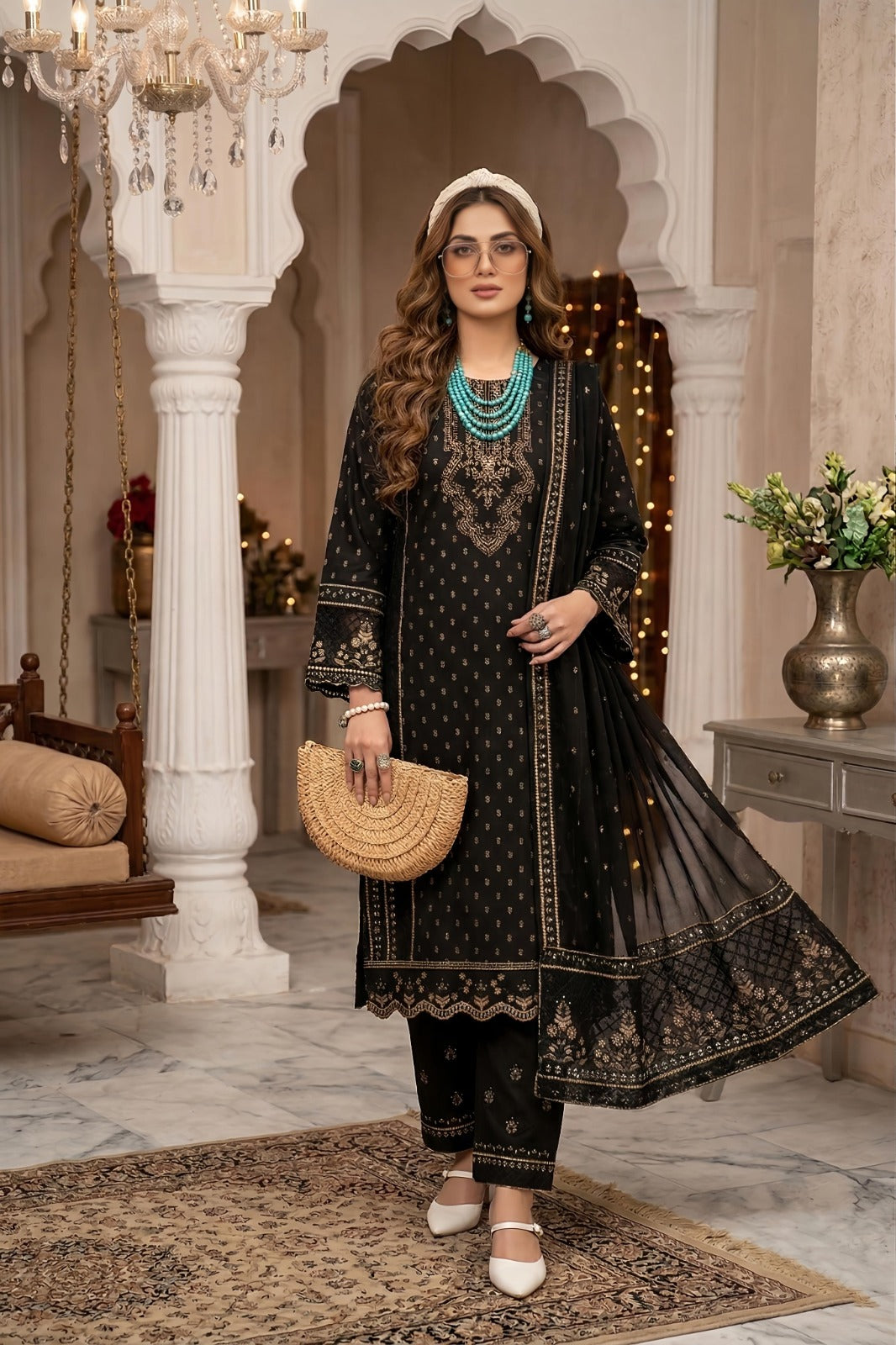 3PC Luxury Barosha EMB Lawn With Bamber EMB Dupatta