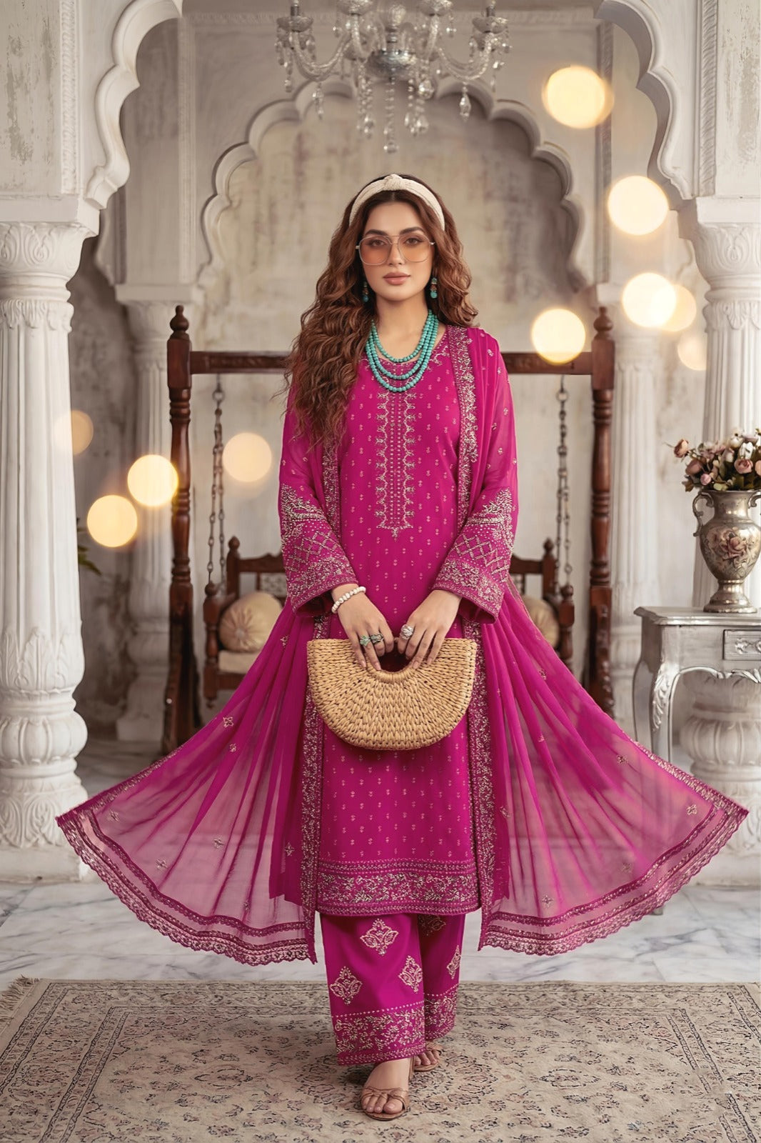 3PC Luxury Barosha EMB Lawn With Bamber EMB Dupatta