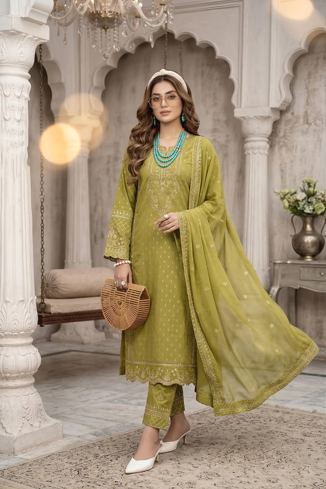 3PC Luxury Barosha EMB Lawn With Bamber EMB Dupatta