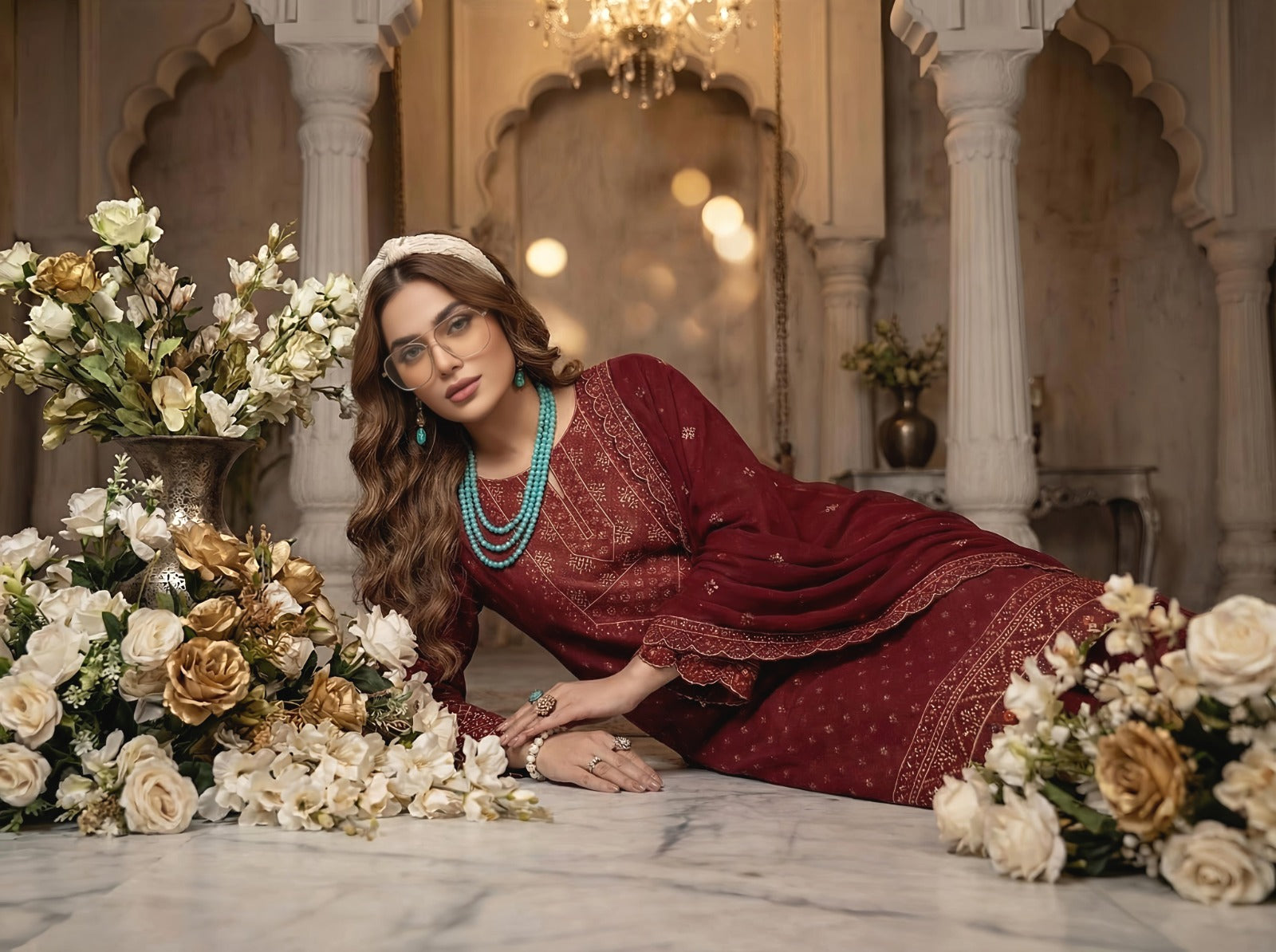 3PC Luxury Barosha EMB Lawn With Bamber EMB Dupatta