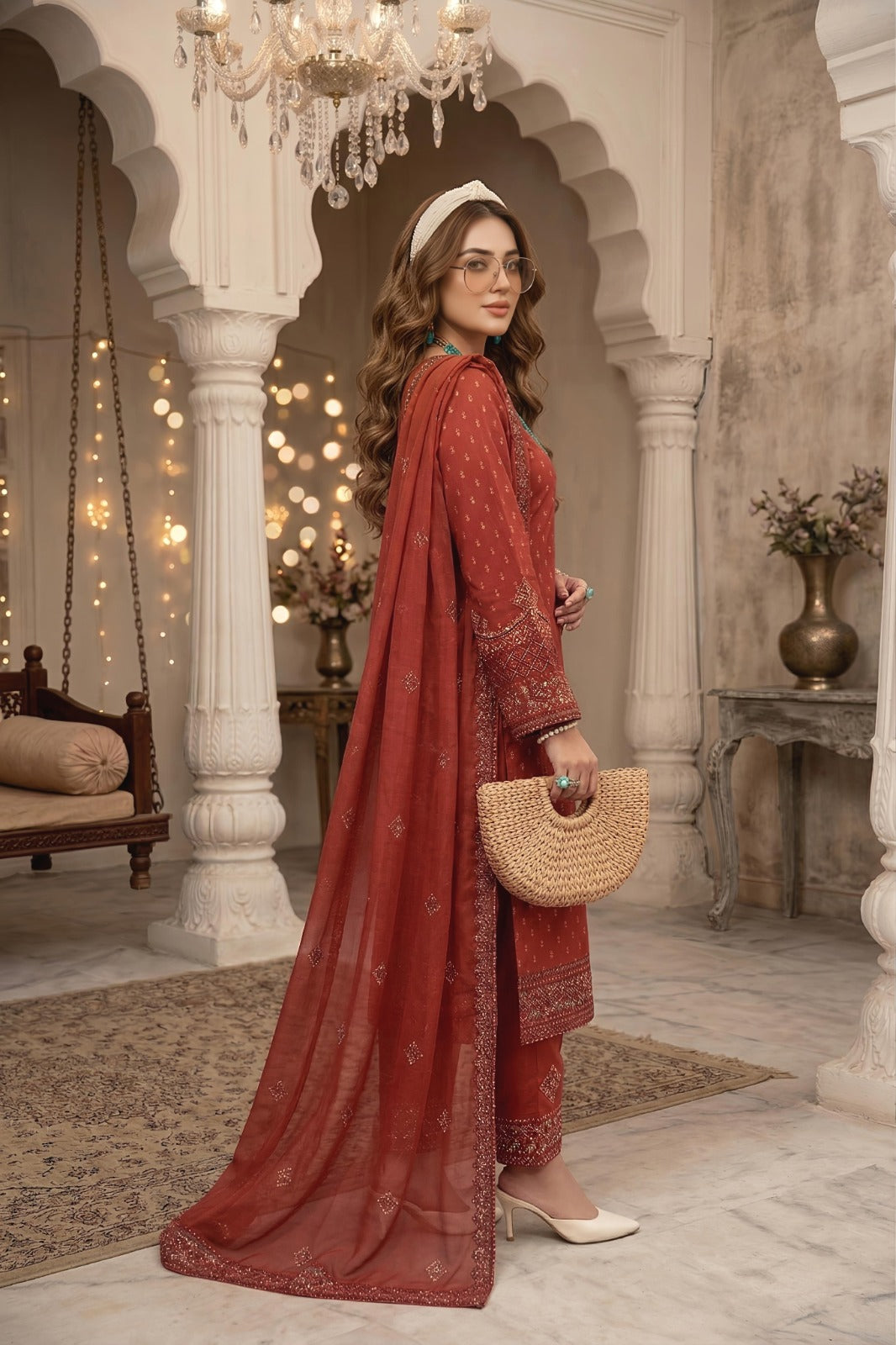 3PC Luxury Barosha EMB Lawn With Bamber EMB Dupatta