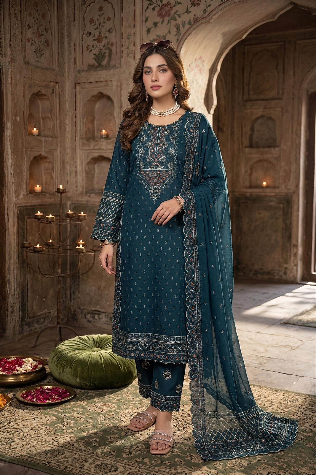 3PC Luxury Barosha EMB Lawn With Bamber EMB Dupatta
