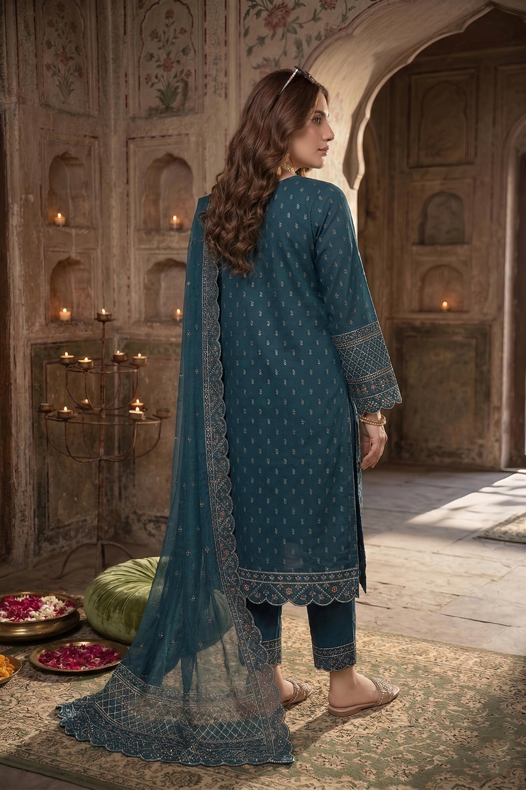3PC Luxury Barosha EMB Lawn With Bamber EMB Dupatta