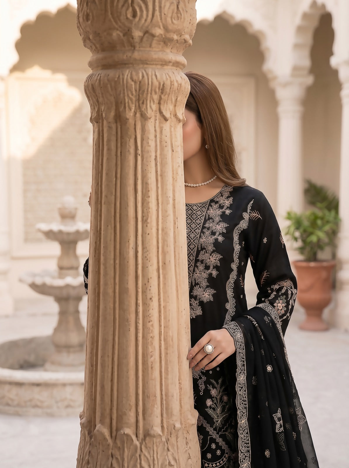 Morning Show 3PC Embroidery Lawn With Bamber Dupatta