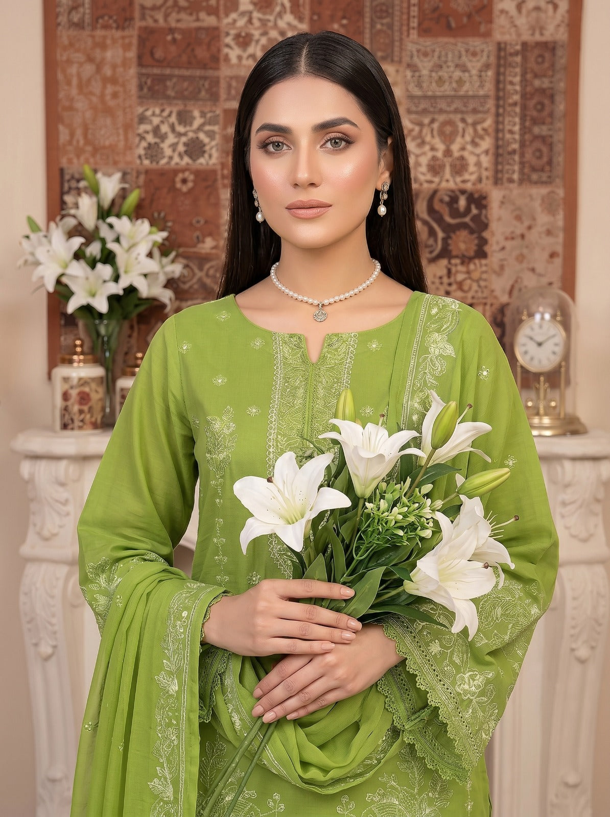 3PC Embroidery Lawn With Voil Emb Dupatta