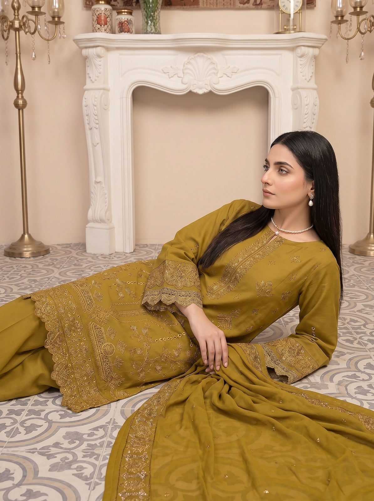 3PC Embroidery Lawn With Voil Emb Dupatta