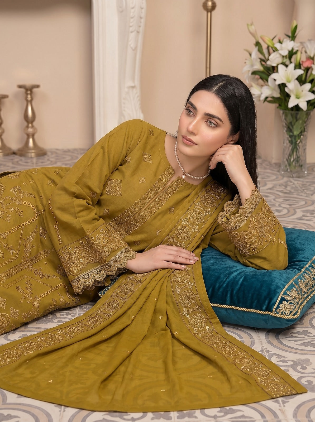 3PC Embroidery Lawn With Voil Emb Dupatta
