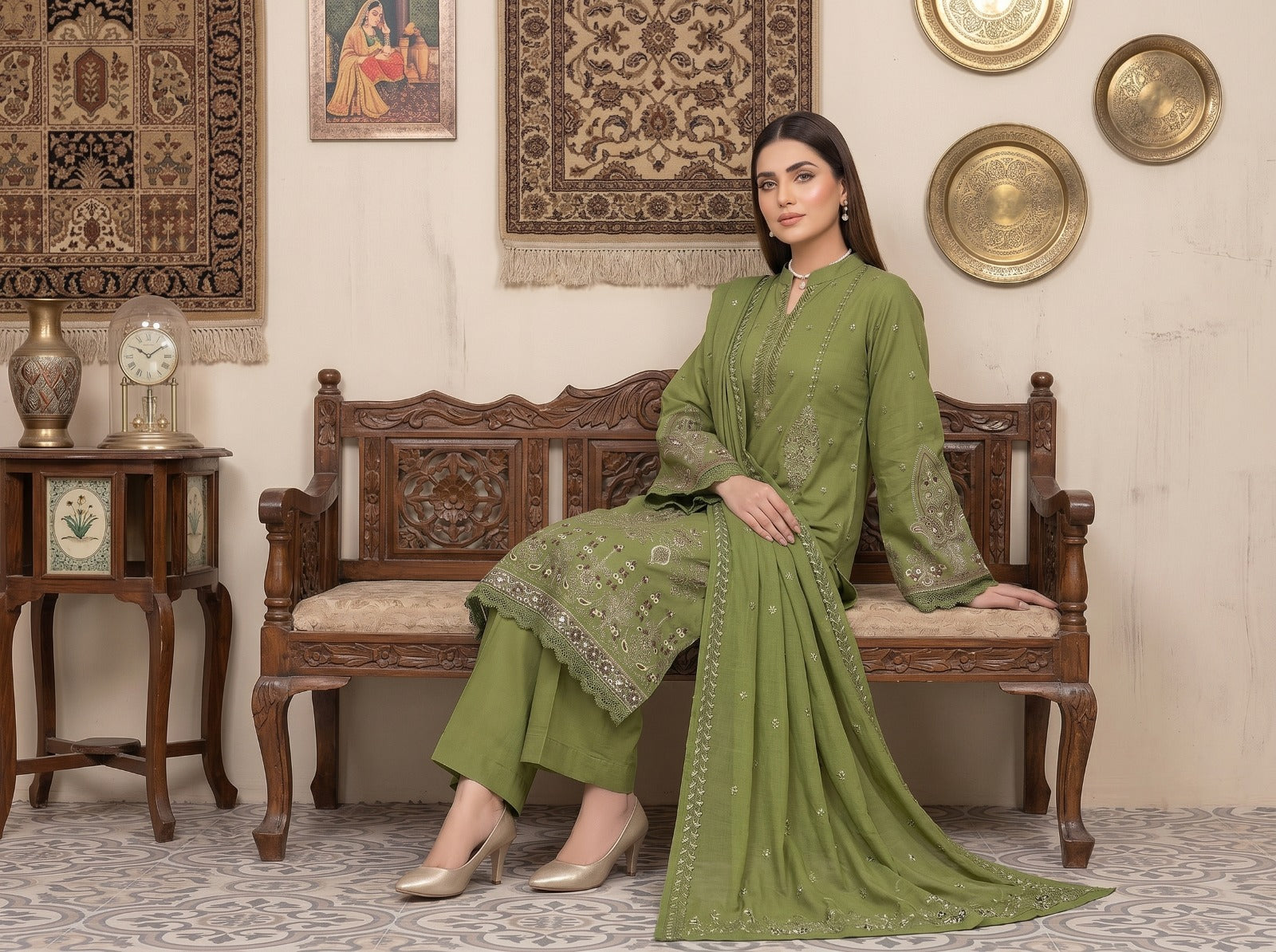 3PC Embroidery Lawn With Voil Emb Dupatta
