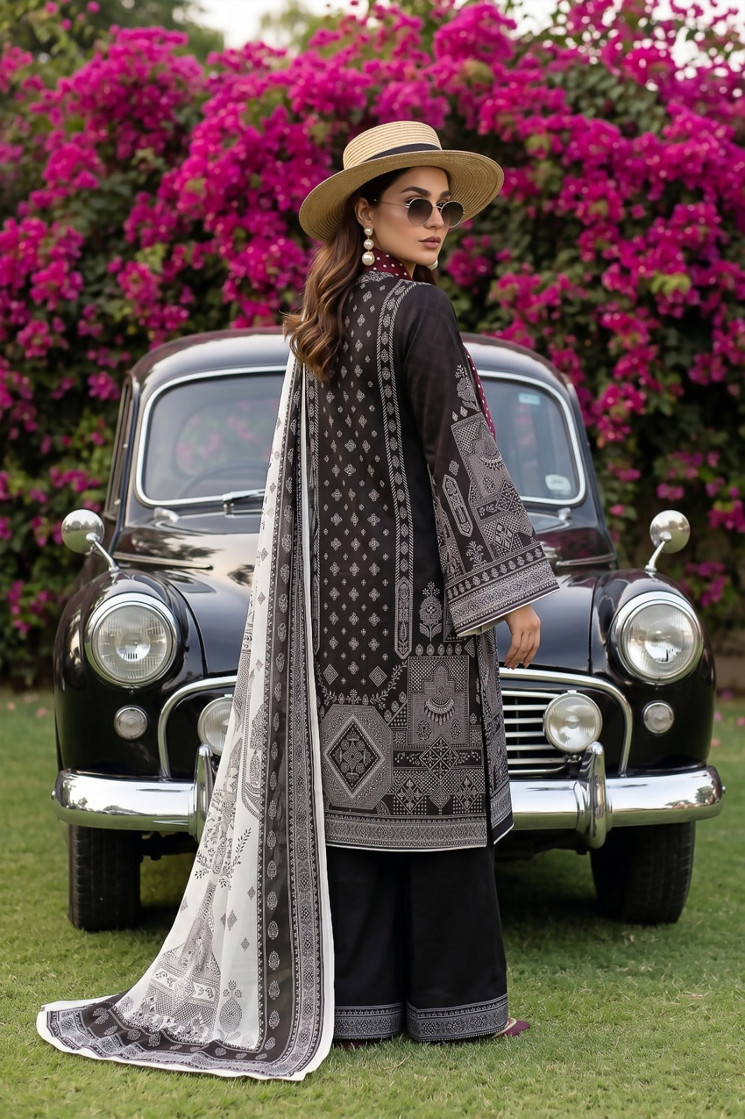 3PC Black Lawn Suit