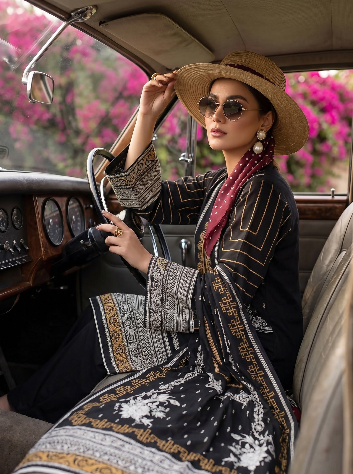 3PC Black Lawn Suit