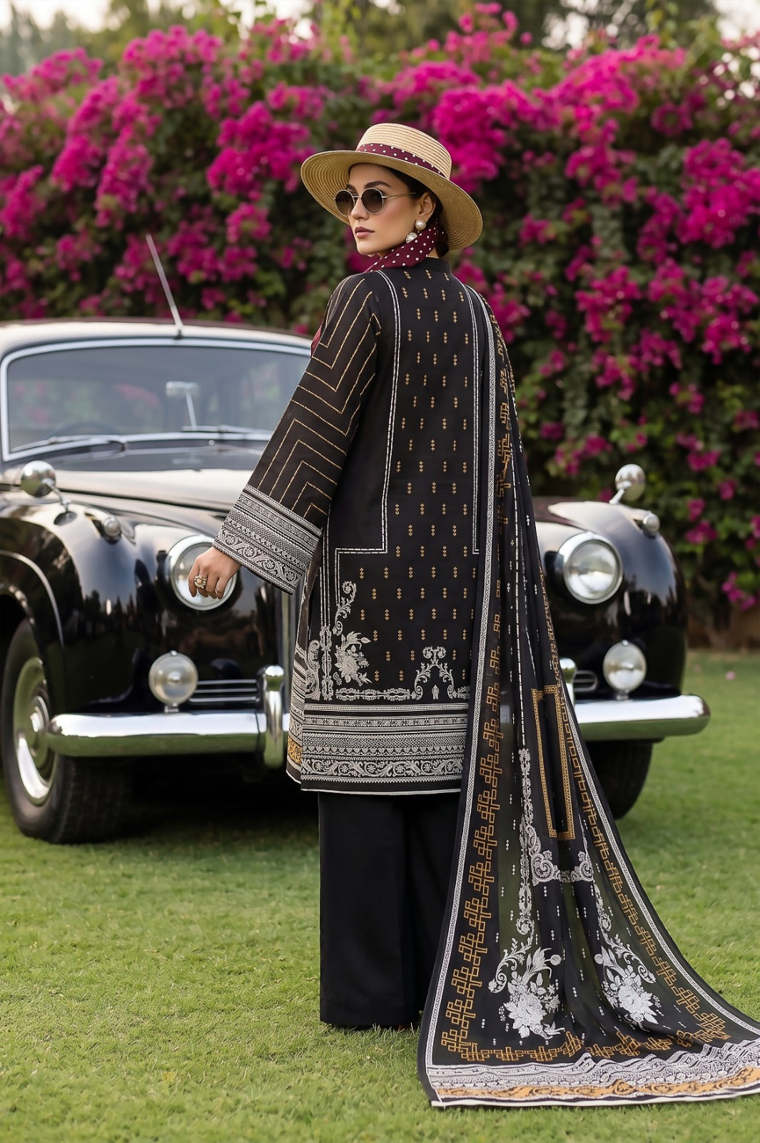 3PC Black Lawn Suit