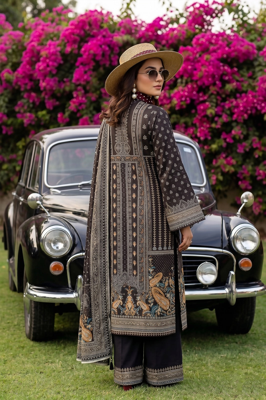 3PC Black Lawn Suit
