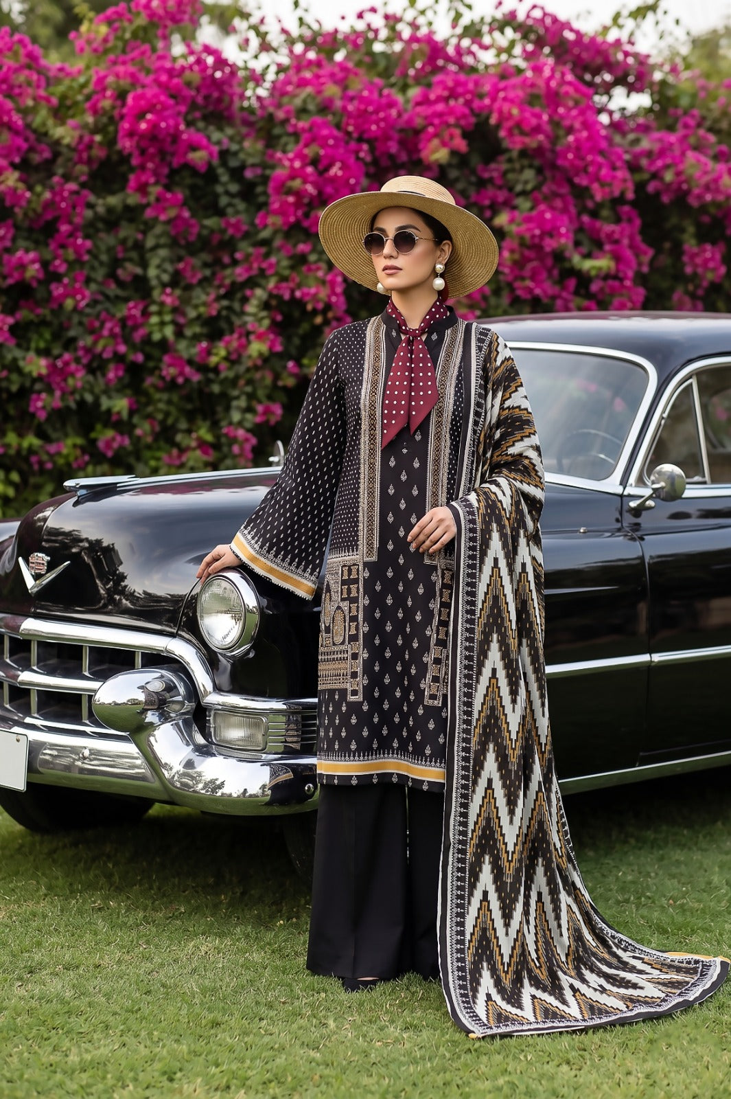 3PC Black Lawn Suit