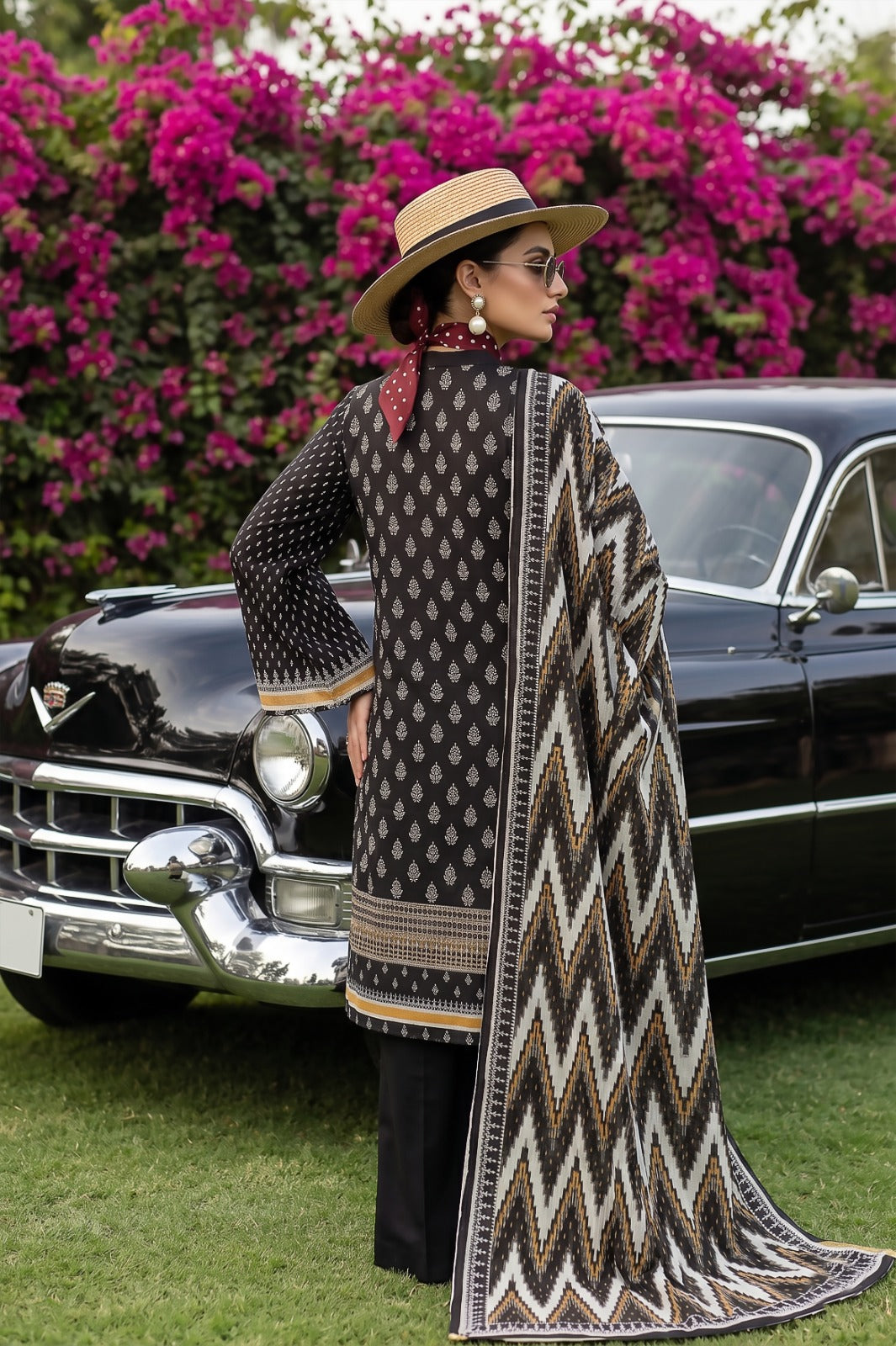 3PC Black Lawn Suit