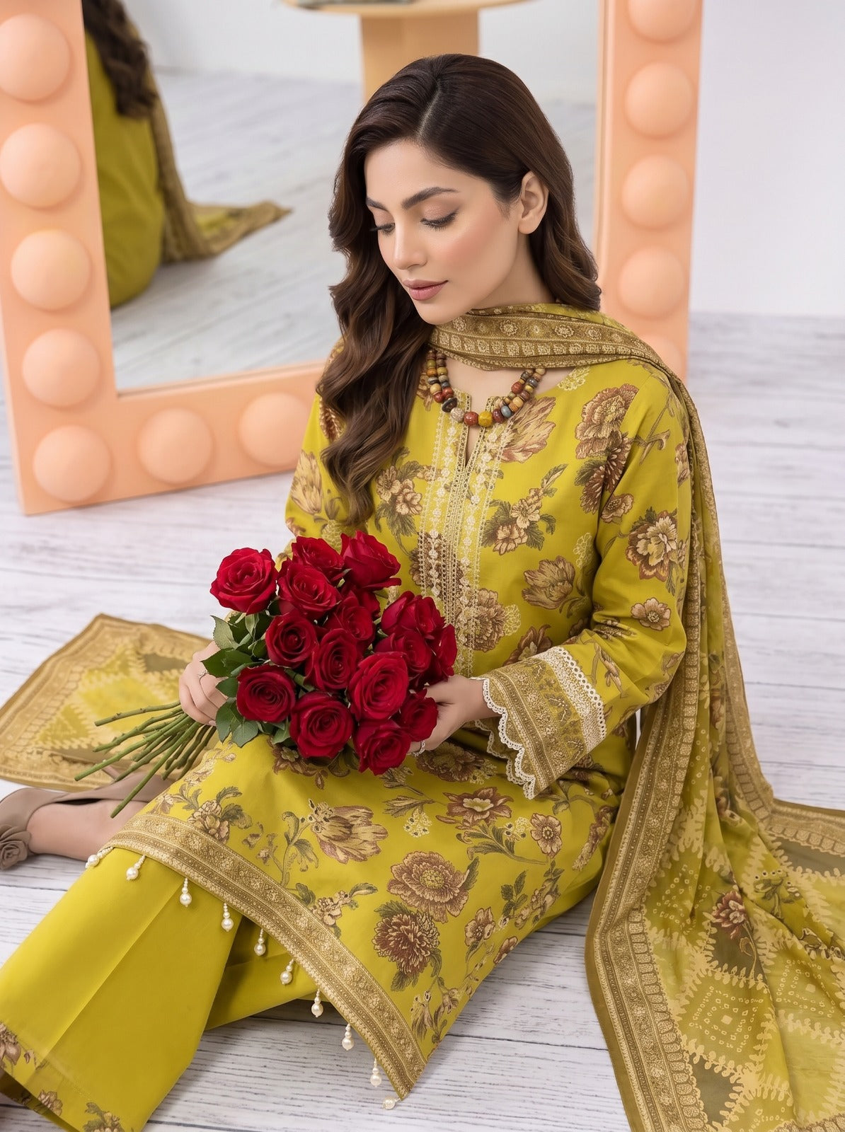 3PC Crystal Embroidered Lawn