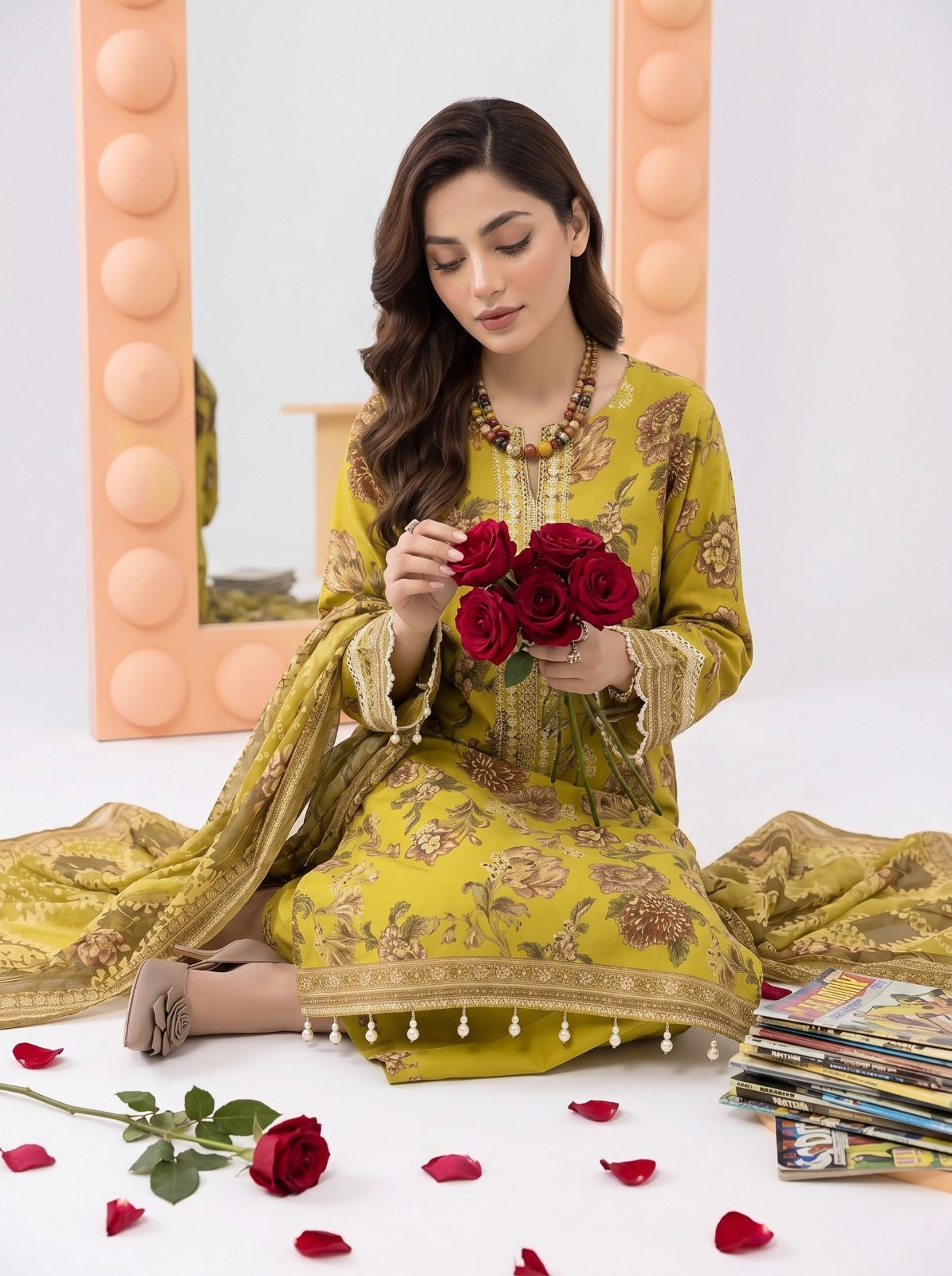 3PC Crystal Embroidered Lawn