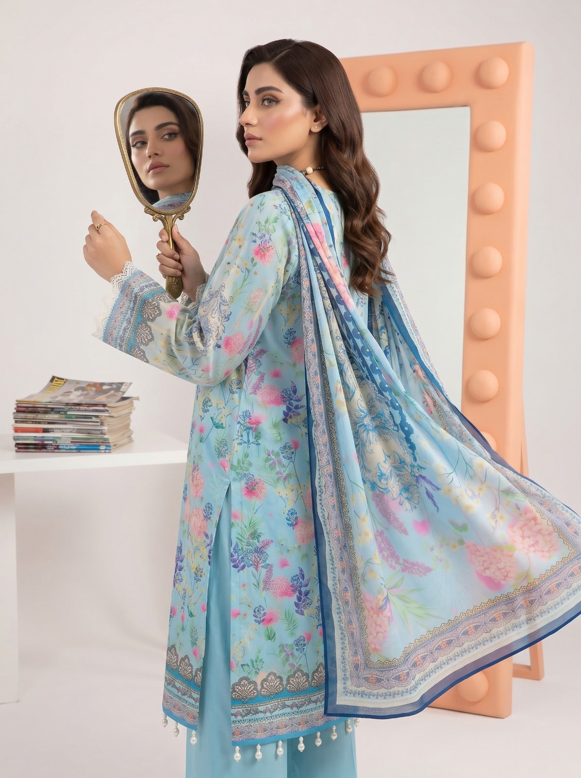 3PC Crystal Embroidered Lawn