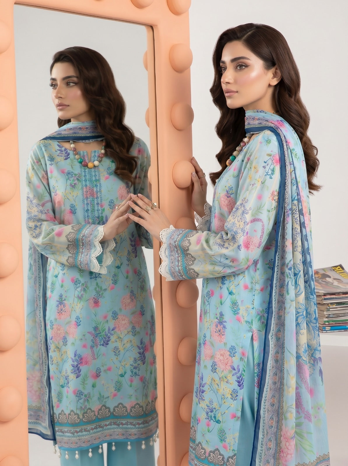 3PC Crystal Embroidered Lawn