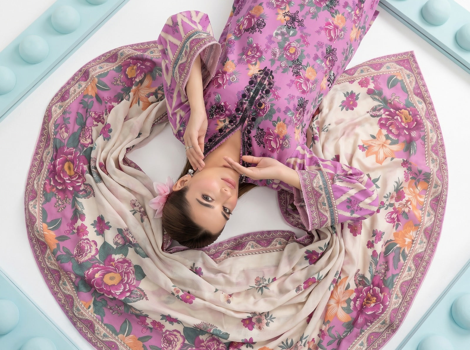 3PC Crystal Embroidered Lawn