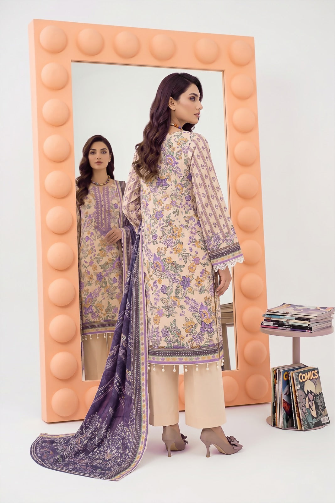 3PC Crystal Embroidered Lawn