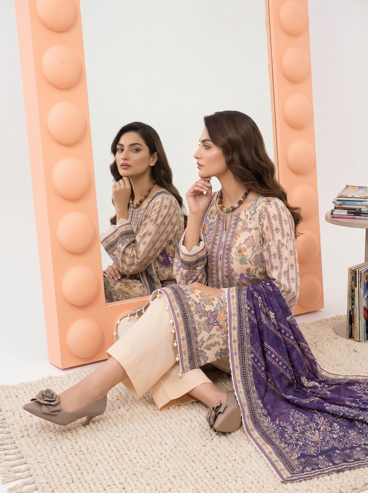3PC Crystal Embroidered Lawn