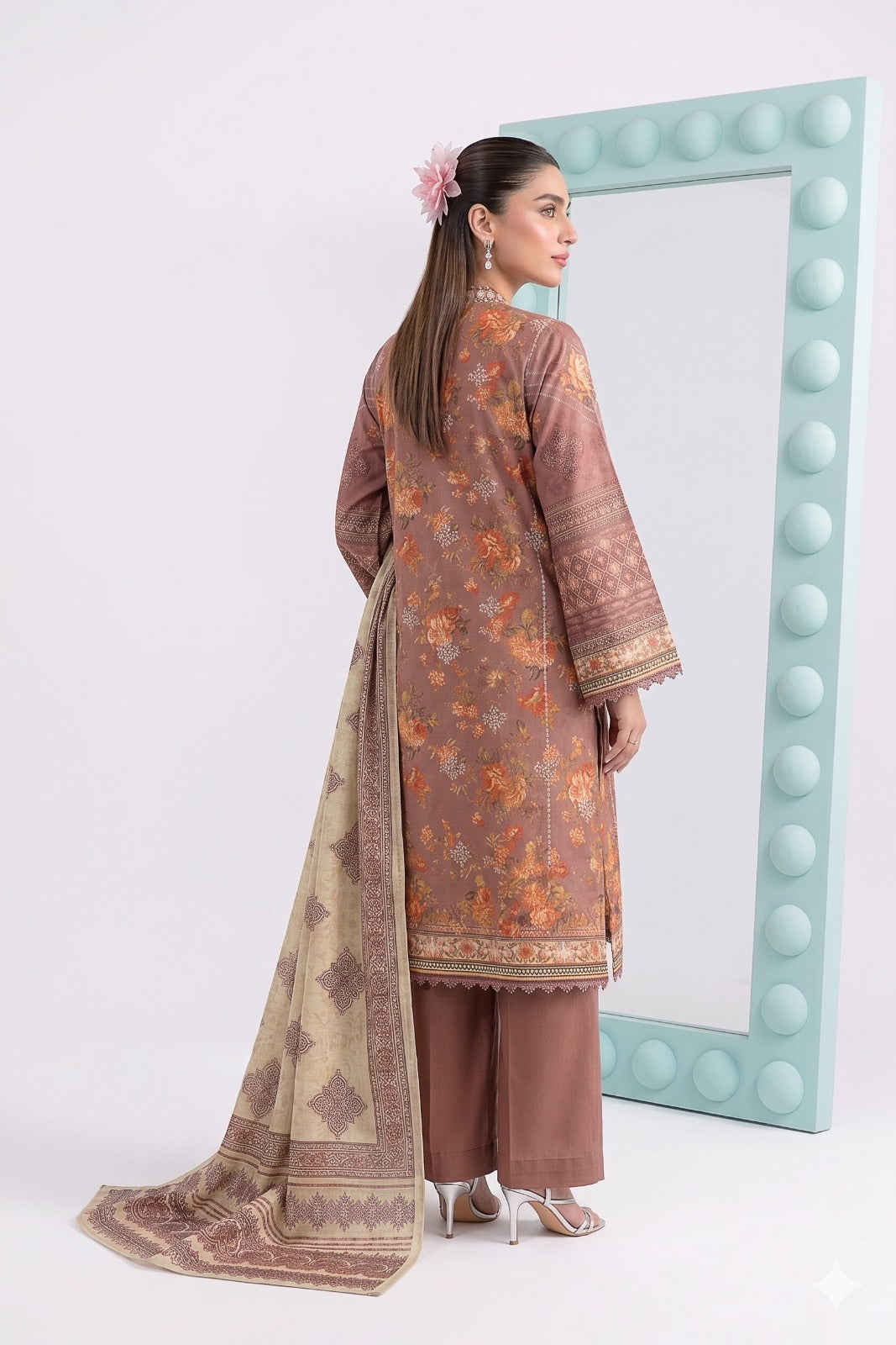 3PC Crystal Embroidered Lawn