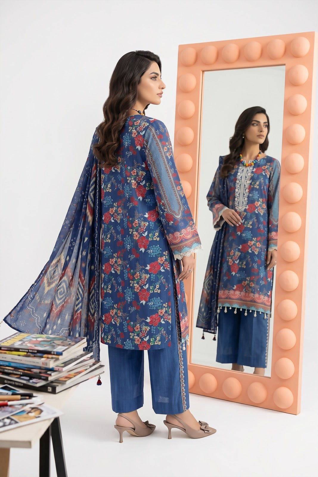 3PC Crystal Embroidered Lawn