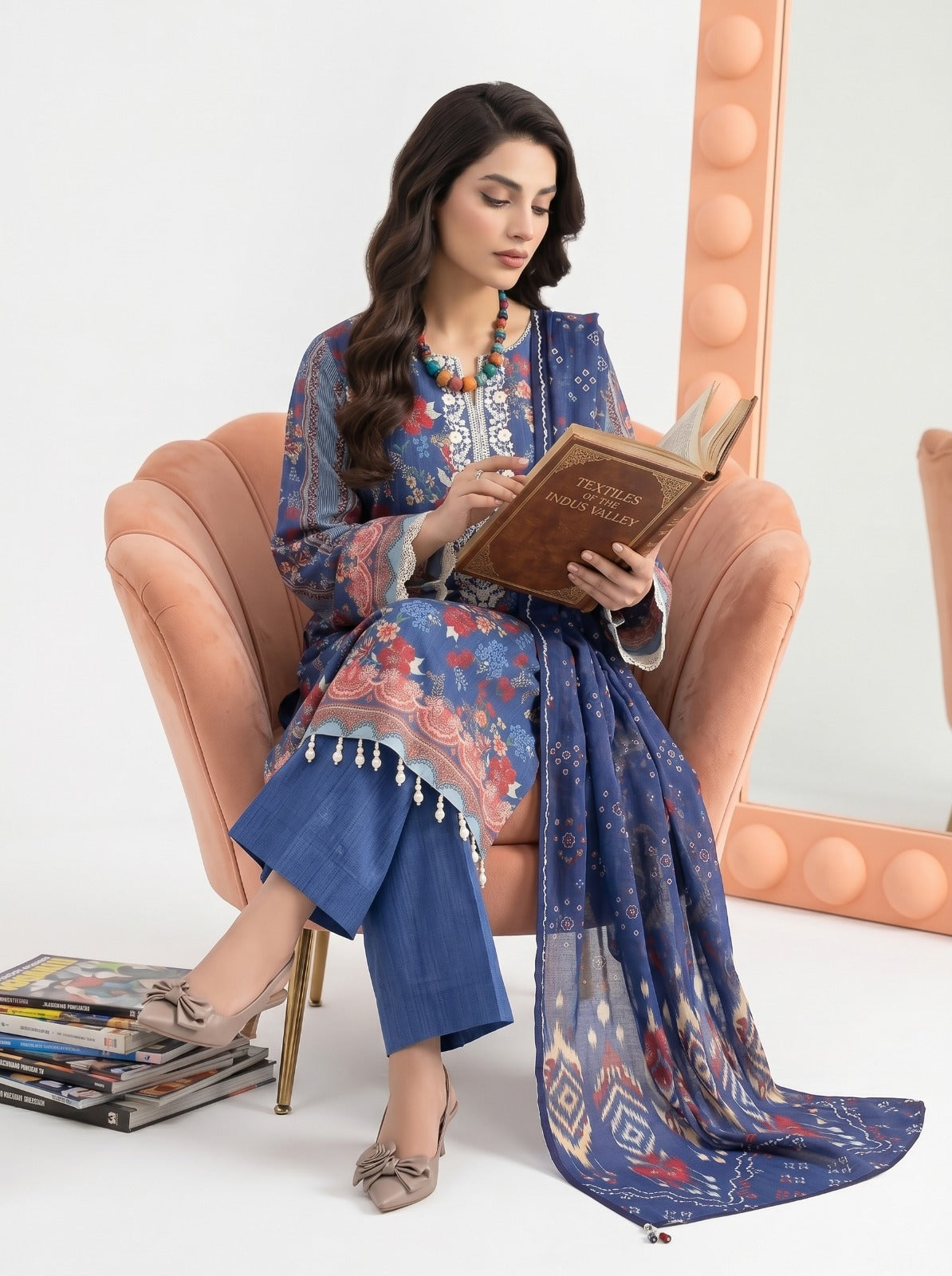 3PC Crystal Embroidered Lawn