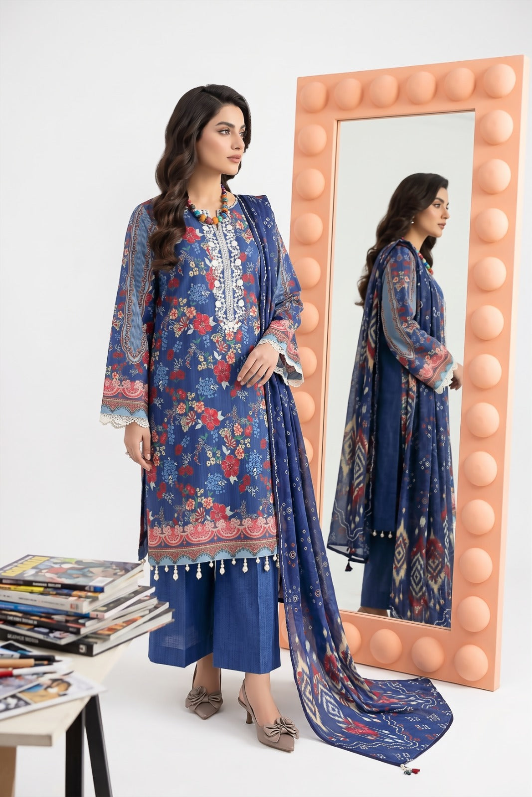3PC Crystal Embroidered Lawn