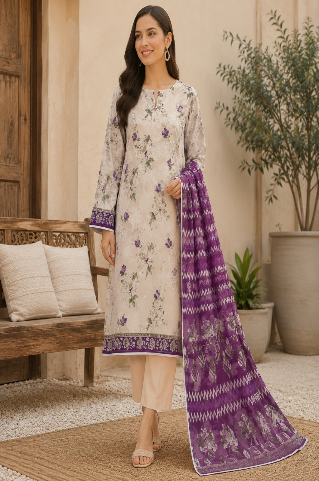 3PC Skin Printed Lawn