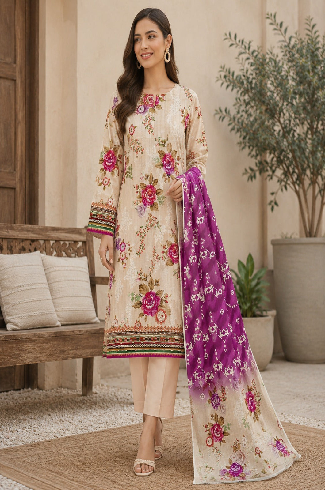 3PC Skin Printed Lawn