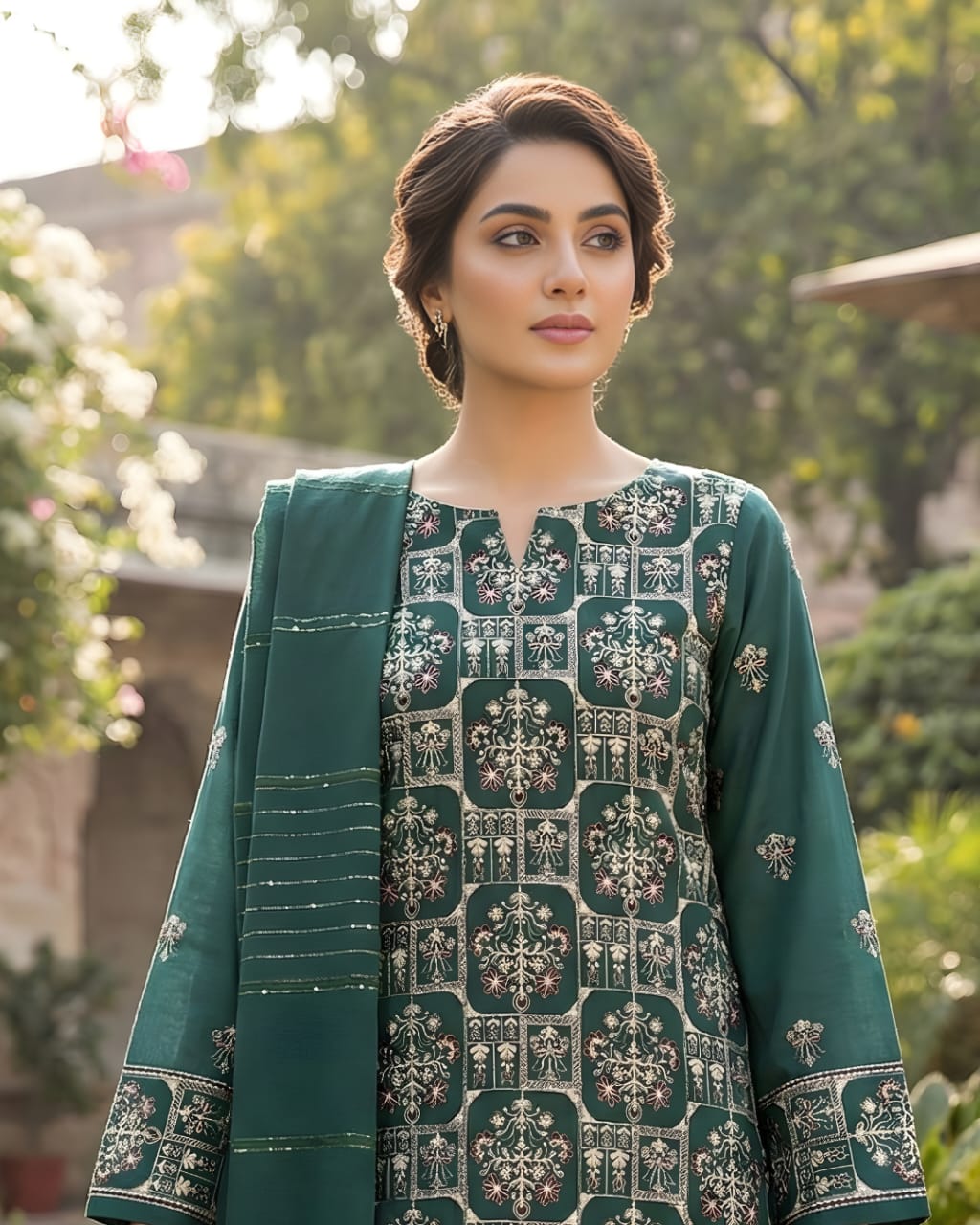Green Peach Dhank STITCHED