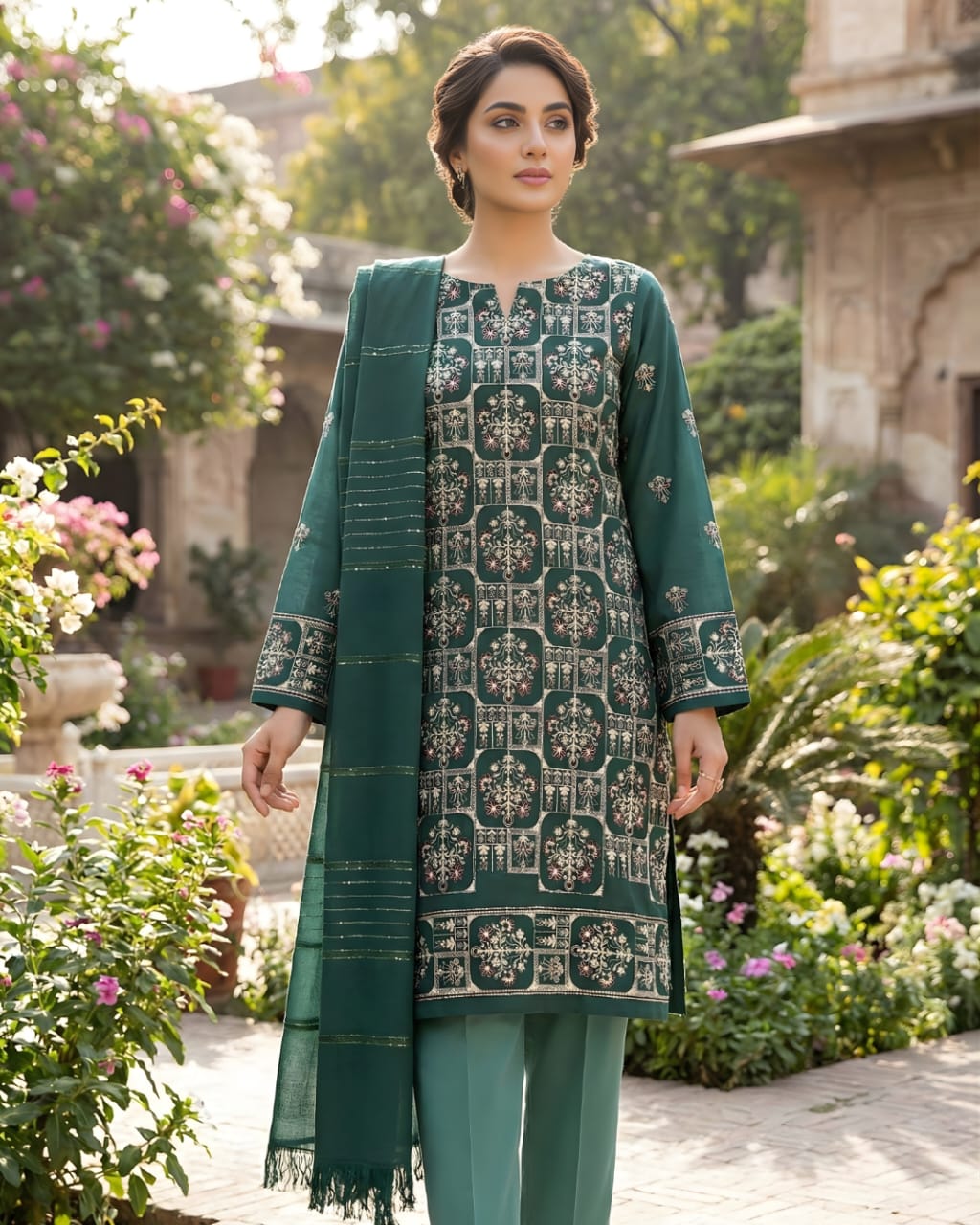 Green Peach Dhank STITCHED