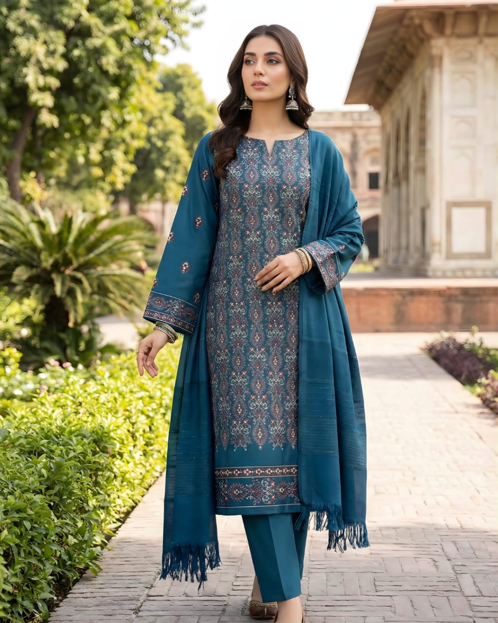 BAREEZE PEACH DHANK UNSTITCHED