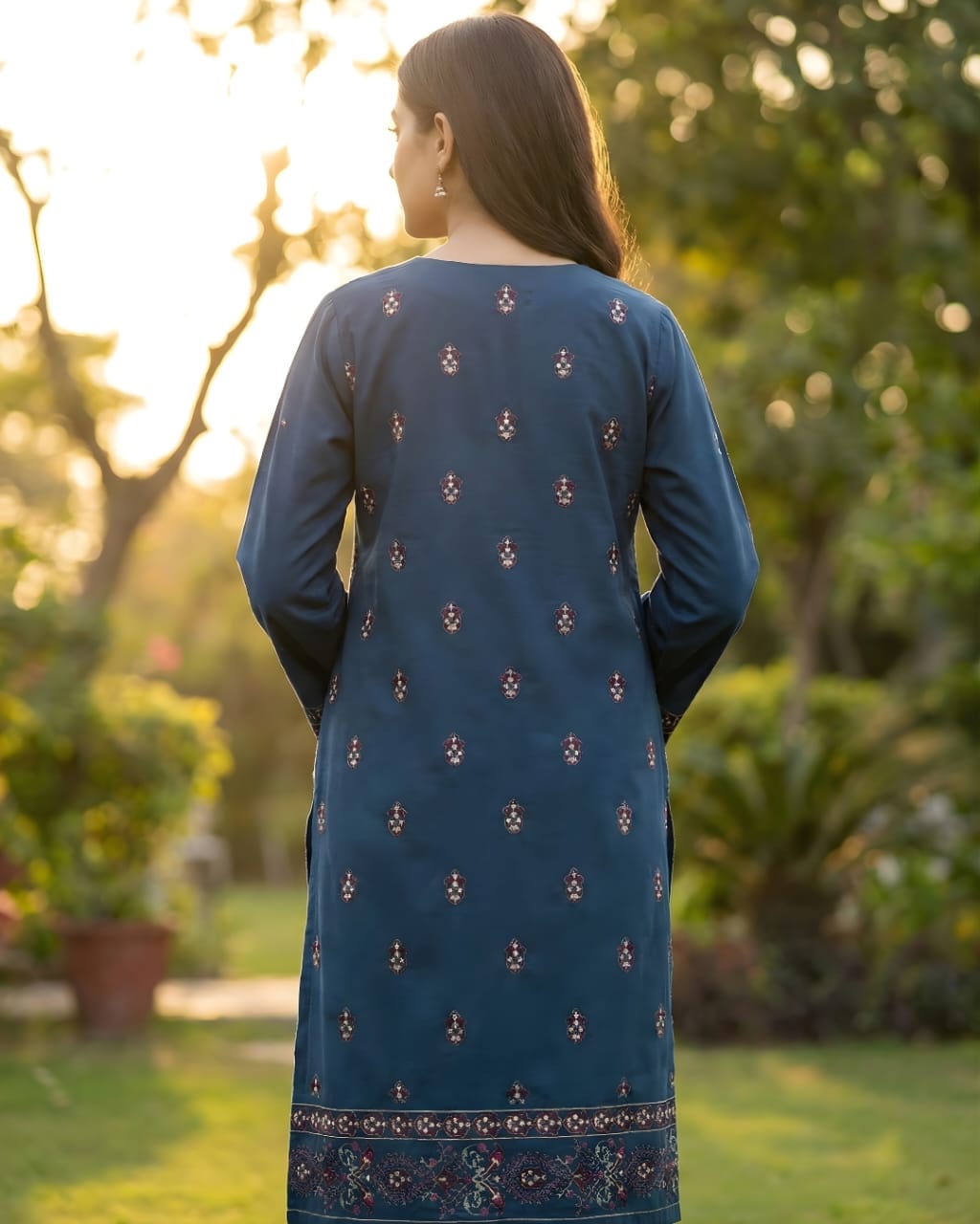 BAREEZE PEACH DHANK UNSTITCHED