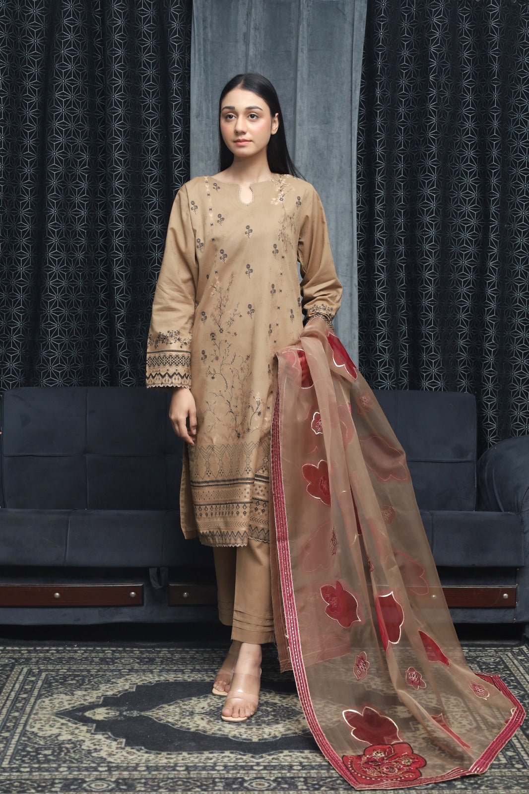 3PC SAYA BROSHA LAWN STITCHED