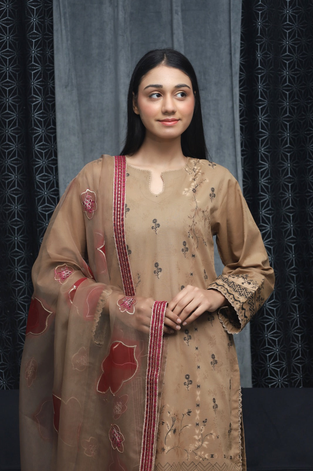 3PC SAYA BROSHA LAWN STITCHED