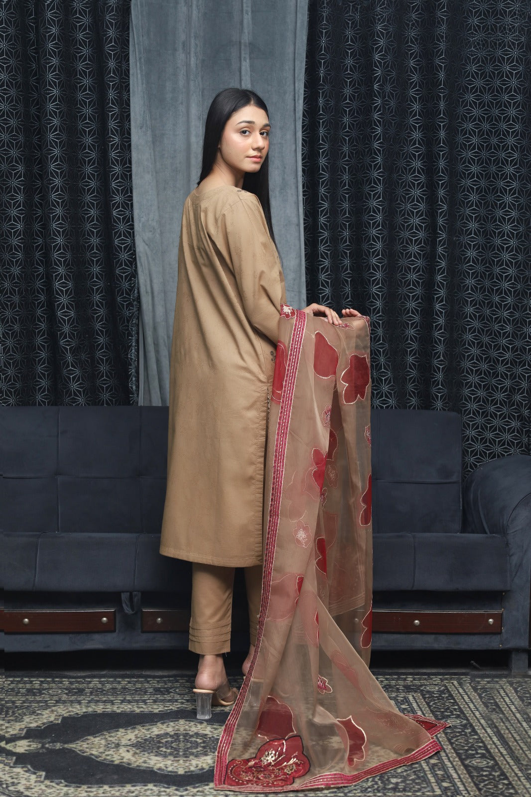 3PC SAYA BROSHA LAWN STITCHED