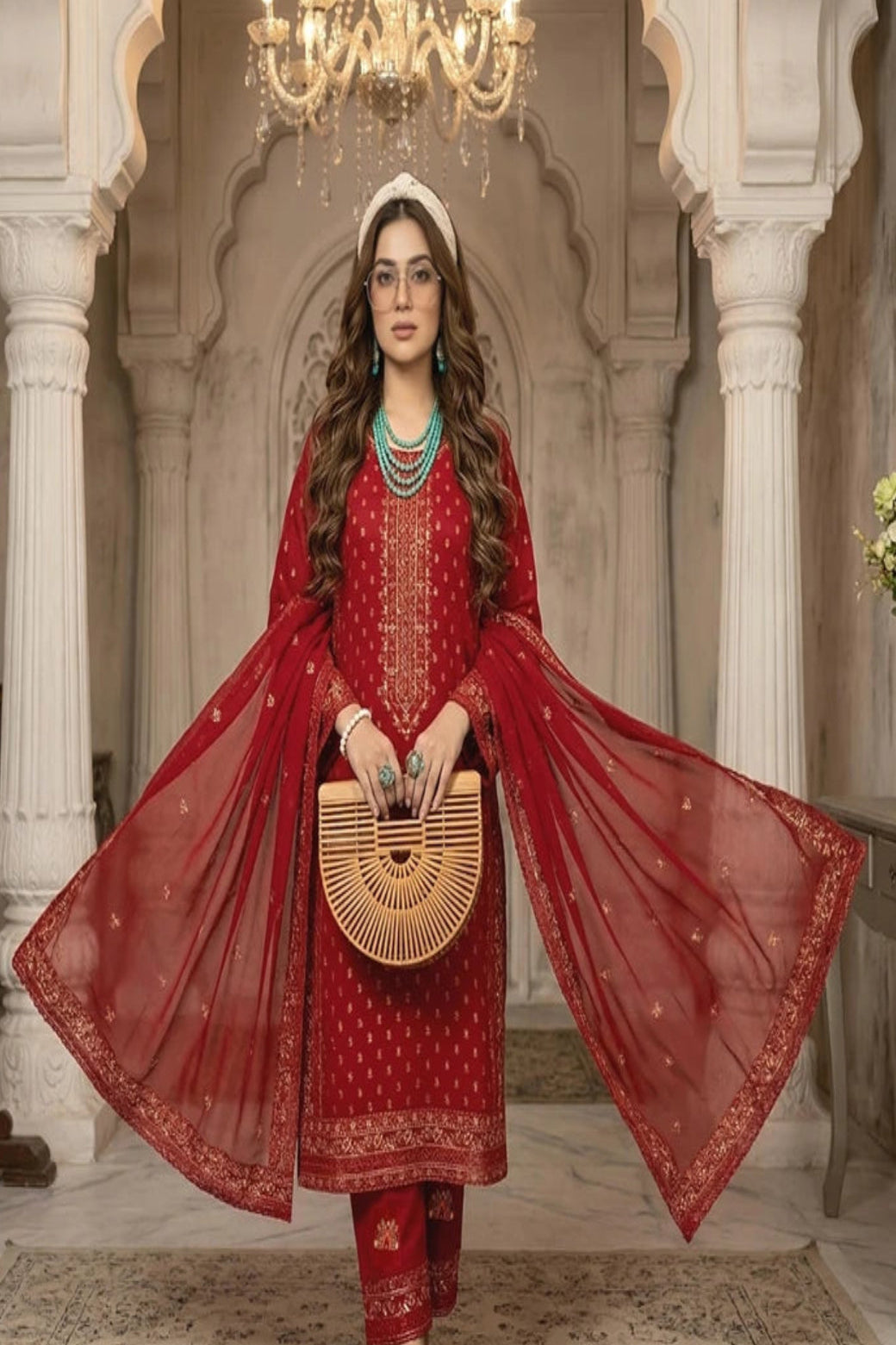 3PC Luxury Barosha EMB Lawn With Bamber EMB Dupatta
